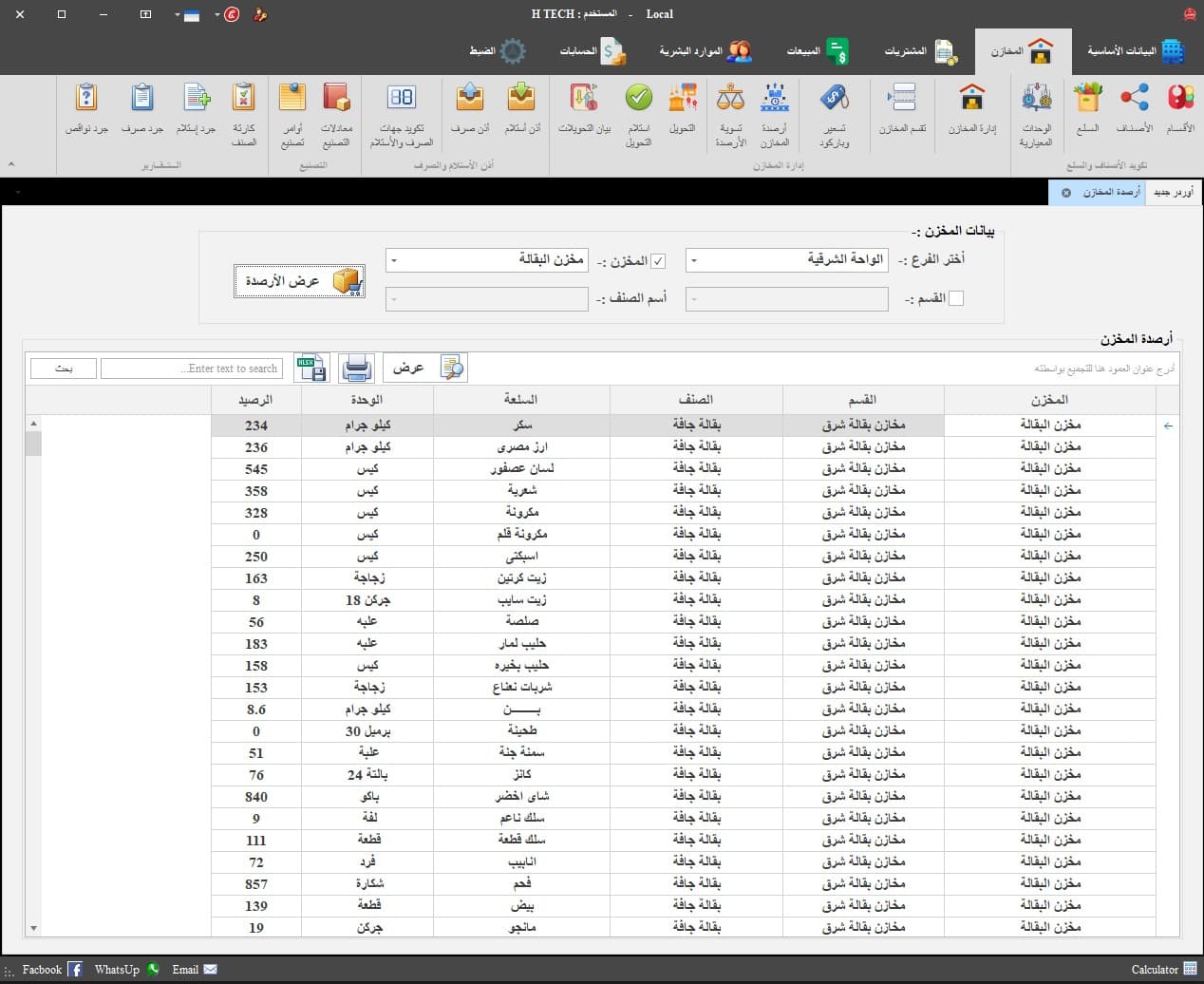 ريستوفلو — أرصدة المخازن
