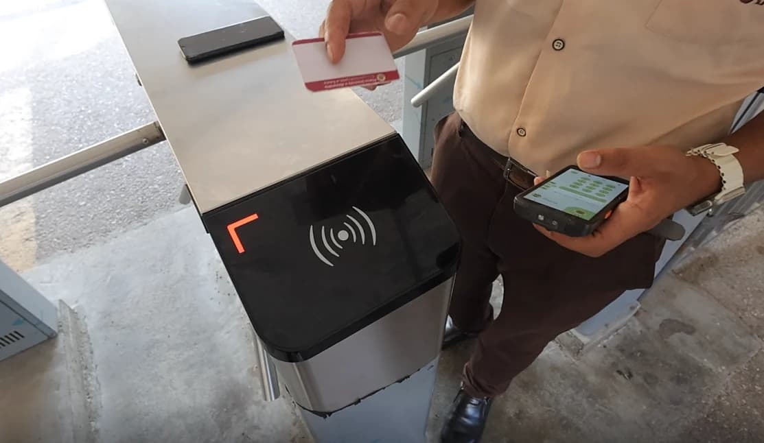 A card at a turnstile reader