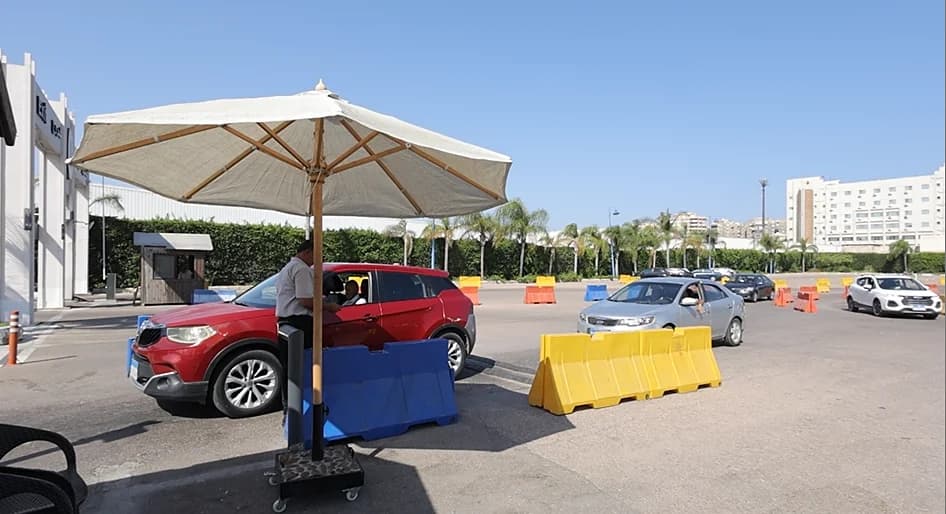 A security check at the vehicle lane